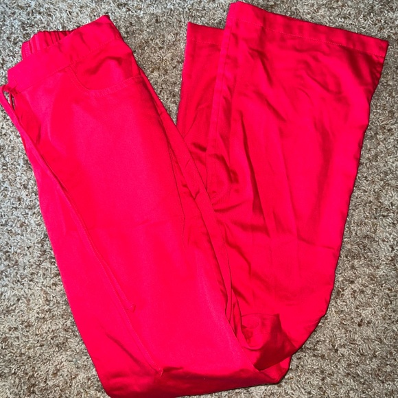 Grey’s Anatomy by Barco Neon Red Bright Flare Scrubs Scrub Pants XXST XXS Tall - Picture 1 of 5